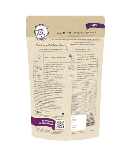 Eat Easy Jain Fried Rice – 95g | No Garlic No Onion Ready to Eat & Cook | Freeze Dehydrated Instant Rice | 100% Veg | No Preservatives | Just Add Water 2