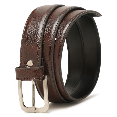 TYBELT PU Leather Belt for Men – Classic Brown Belt with Polished Finish, Pin Buckle, Adjustable Fit Up to 42 Inches – Stylish Formal & Casual Accessory