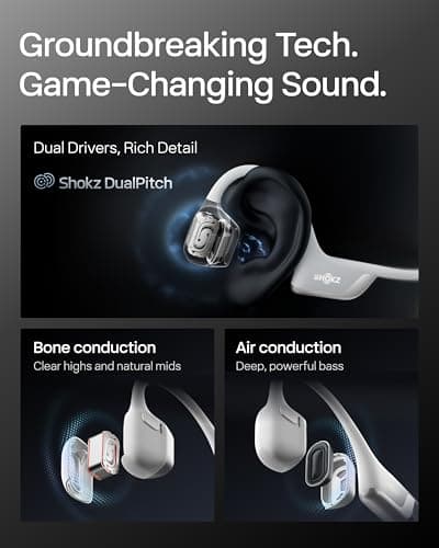 SHOKZ Openrun Pro 2 Mini Bone Conduction Sport Headphones, Open Ear Wireless Earphones With Bluetooth 5.3, Noise Cancelling Mics, IP55 Waterproof, 12H Playtime For Running, USB-C Quick Charge (Silver) 4