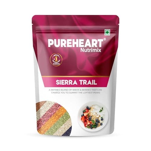 PUREHEART Nutrimix – Sierra Trail | Premium Seed & Berry Mix with Sunflower, Pumpkin, Cranberry, Raisins & Flax | High Fiber Superfood Snack for Energy & Digestion – 80g