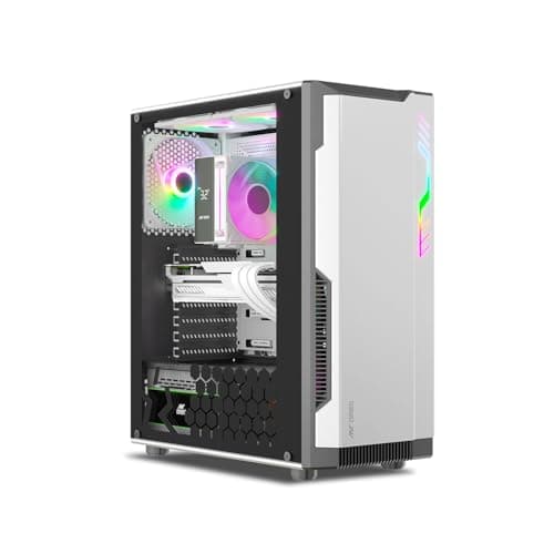 Ant Esports Eclipse Mid-Tower Computer Case/Gaming Cabinet - Black & White | Support ATX,M-ATX,M-ITX | Pre-Installed 4 x 120mm ARGB Fans