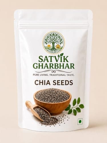 Satvik Gharbhar Chia Seeds 250gm | Fibre Rich Superfood | Omega-3 Rich Seeds | Healthy Snack | Supports Weight Management | Summer Cooling Seeds