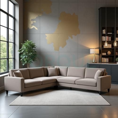 Torque - Moscow 5 Seater (Light Brown) Corner Fabric L Shape Sofa for Living Room, Bedroom, Office Furniture | 1 Year Warranty 4