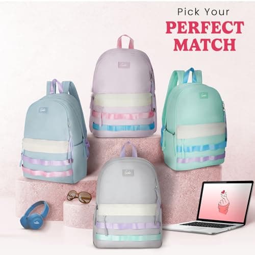 Genie Kpack Laptop Backpack for 15.6 Inch Laptop, Lavender | Spacious College & Office Backpack for Women & Girls 4