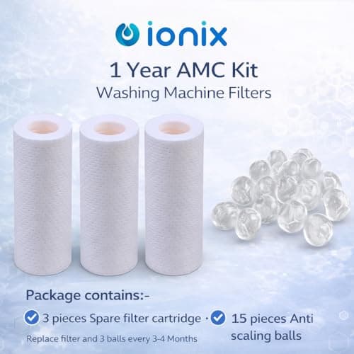 IONIX spare filter cartridge set for washing machine/Shower/Geyser filter, Remove sediment & hardness from water(3 cartridges and 15 softnening balls) 2