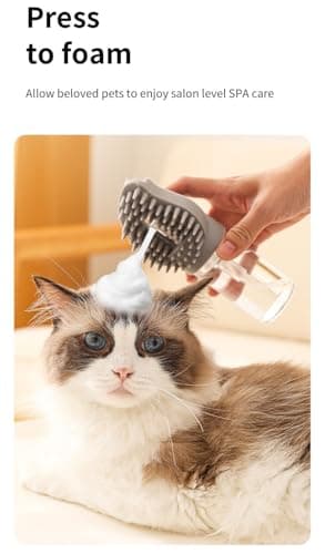 7Seas 2-in-1 Pet Bath Brush with Shampoo Dispenser | Soft Silicone Pet Massage Comb for Dogs & Cats | Easy Foam & Deep Cleaning Grooming Brush for Hair Removal 3