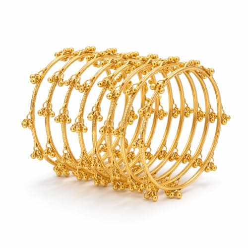 Zevarna kashmiri bangles for women, Kashmiri Ghungroo Bangles for Women, Traditional Ethnic Bridal Kada Set, Lightweight Festival Wedding Jewellery, Size 2.4 Inch, Pack of 8