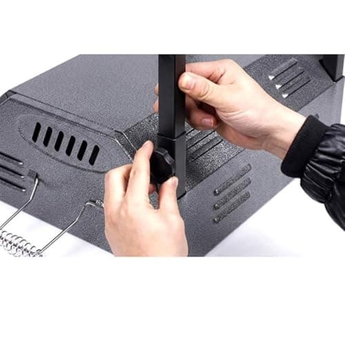 R RUNILEX Portable Folding Charcoal Barbecue Desk Tablestyle Outdoor Smoker Large BBQ Garden Terrace Camping Travel (50.3X 30.9x47.3cm) Hiking Picnics Backpacking (Grey) 5