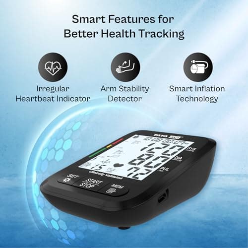 TATA 1mg Clinically Validated Blood Pressure Monitor| Gold Plated Microcontroller for High Precision| Arm Movement Detection Technology| Dual Power Option - USB Type C & AA Battery, Black 4