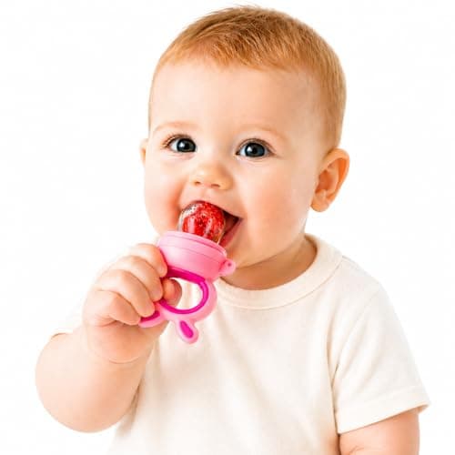 BeeBaby Soft Silicone Nibbler with Extra Mesh for Babies, Baby Fruit & Food Feeder, Anti Choking Fruit Pacifier, Teether for Infant, 100% BPA Free, 3 Months+ (Chewy - Pink) 5