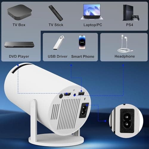 TMY Mini Projector for Phone, Portable Small 1080P Full HD Supported for iOS/Android/Laptop, VideoProjector Y3 Compatible with Fire Stick, HDMI, USB, PS5, Xbox (HY300 Projector) 4
