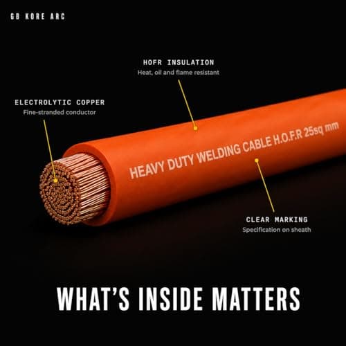 GB KORE ARC HOFR Welding Cable 25 Sq.mm (10 Metre Roll) | Heat, Oil & Flame Resistant Flexible Copper Welding Cable | For Arc, MIG & TIG 3