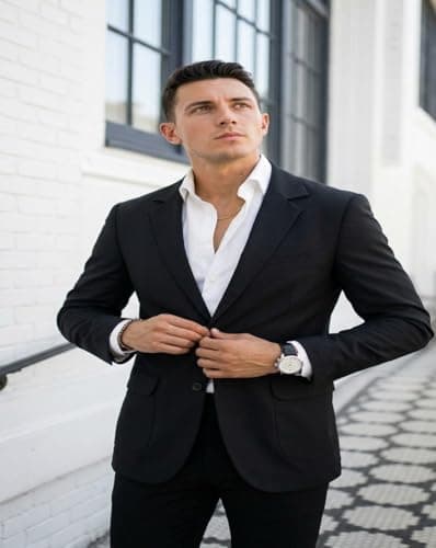 MAYKR Men's Formal Blazer,Professional Jacket,Premium Business Formal Suit,Black Blazer for Men 3