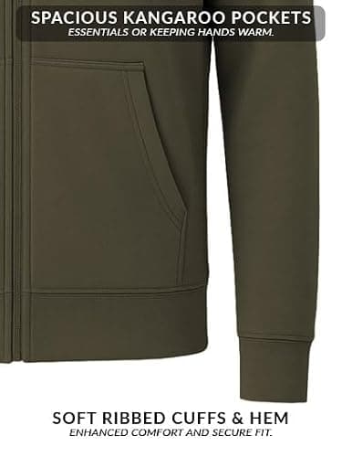 ADRO Men's Solid Cotton Zipper Hoodies (ZH22-M-PLN-OL_Olive_L) 5