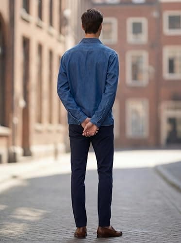 GRECIILOOKS Blue Shirt for Man | Denim Shirt for Man | Tshirt | Shirts Men | Classic Collar Denim Cotton Shirt for Men | Casual Relaxed Fit T Shirt with Full Sleeve 2