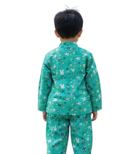 Mudgal India Creations Kids Cotton Printed Night Suit Set | Soft & Comfortable Sleepwear for Baby Boys & Girls | Full Sleeve Top & Pyjama | All-Season Wear (Green, 6-9 Month) 2