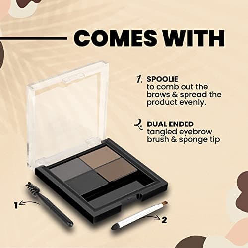 MARS 4 in 1 Eyebrow Powder Cake with Angled Eyebrow Brush and Spoolie | Long Lasting & Waterproof | (8g) 4