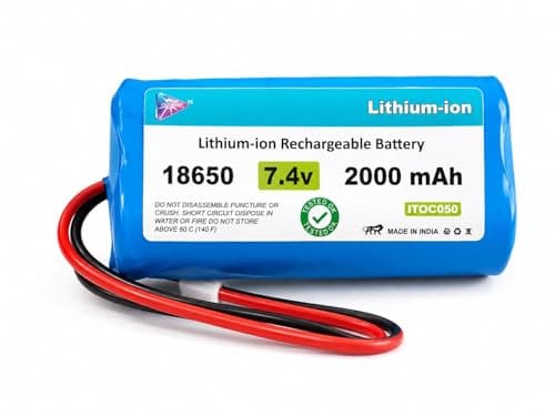 7.4V 2000mAh Li-ion 18650 Lithium ion Rechargeable Battery Pack with JST-XH 2.54mm/2P Plug Connector for DIY Robotics GPS mp4 Tablet PC Drones Project Work Industrial Equipment |Pack of 1 |