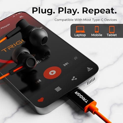 TRIGGR Zing Type-C Wired Earphones with 13mm Driver, in-line Controls, Rich Bass, Mic Wired (Midnight Blaze, in The Ear) 4