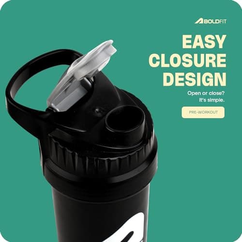 Boldfit Gym Shaker For Protein Shake Leakproof Shaker Bottles For Supplements With Extra Compartment, Pre-Workout & BCAA, Protein Shake Bottle, Gym Bottle For Men And Women Black - 500 ml 5