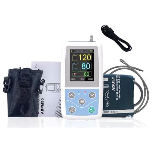 MEDILMA ® CMS Battery Operated Ambulatory Arm Blood Pressure Monitor PM50 with Adult Cuff for BP Monitoring at Home,Hospital,Clinic 24 Hours Portable 2.4 Inch LCD Display,1 Year Warranty,Multicolor