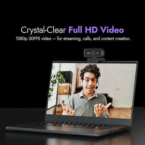 Kreo Owl Lite Full HD Webcam with 1080P 30 FPS, Auto-Focus and Built-in Dual Digital Mic, Plug and Play Setup for Video Call, Streaming, YouTube and More (Black, Owl Lite) 2