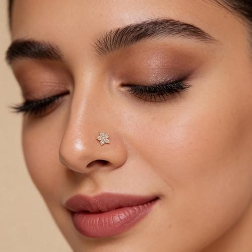TOUCH925 Pure 925 Silver Radiant Floral Nose Pin for Women 5