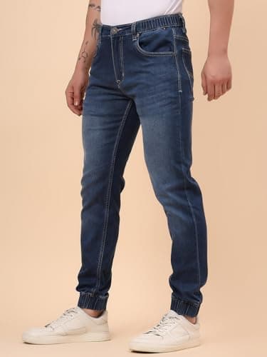 Cantabil Men Blue Denim Solid Full Length Regular Fit Jogger (MJOG00011_HILLIUM_36) 2