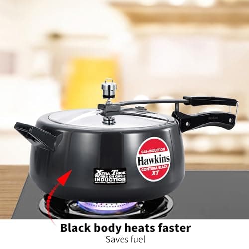 Hawkins 6.5 Litre Contura Black XT Pressure Cooker, Hard Anodised Inner Lid Cooker, Induction Cooker, Black (CXT65) 4