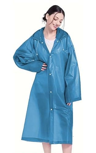 Missby Windproof Hooded EVA Poncho Raincoat for Men & Women (Navy Blue)