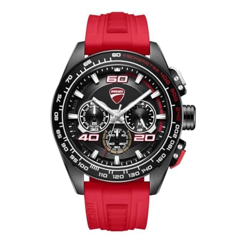 Ducati Extreme Sports Chronograph Analog Quartz Men's Watch with Black Dial & Red Silicone Strap - DTWGO0001701W