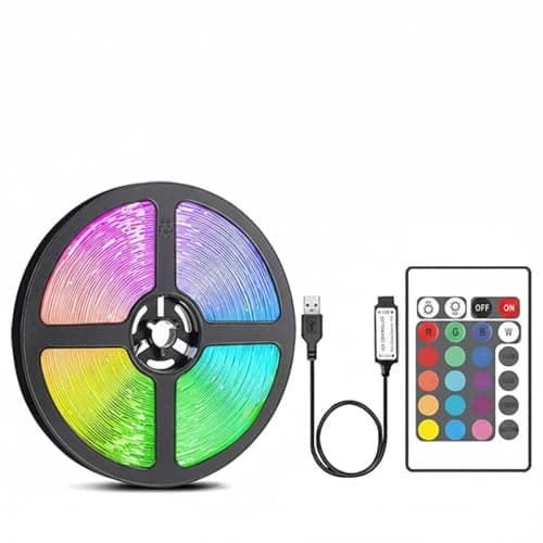 Ojiva RGB LED Strip Light Kit Dimmable Color Changing Light Strip Music Sync Controller Control LED Lights for Bedroom, Living Room, TV Backlighting, Kitchen, 1M, 24-Key Ir 30LED