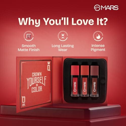 MARS Queen of Mattes Liquid Lipsticks Box Set of 3 (13.5 ml) (ALL ROUNDER) | Smudgeproof & Transferproof | Intense Swipe Pigmentation | Long-Lasting Wear 3