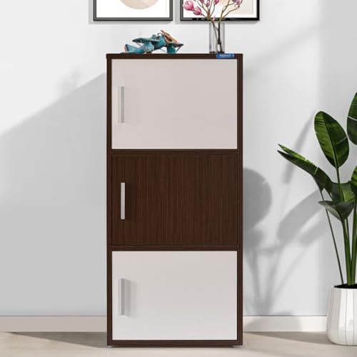 Nilkamal Sear Plus 3 Tier Wooden Free Standing Storage Cabinet | Engineered Wood | Multipurpose Storage Organizer for Clothes, Books, Toys | Legno Oak/Frosty White 3