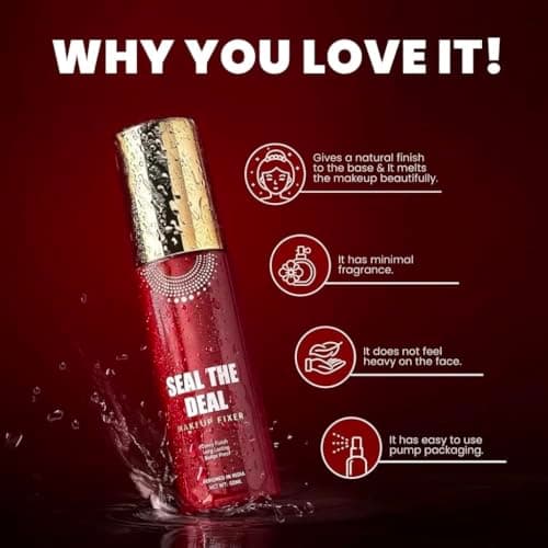 Makeup fixer Seal the Deal Makeup Fixer Spray, Dewy Finish, Long Lasting, Budge Proof, Lightweight, 60ml 2