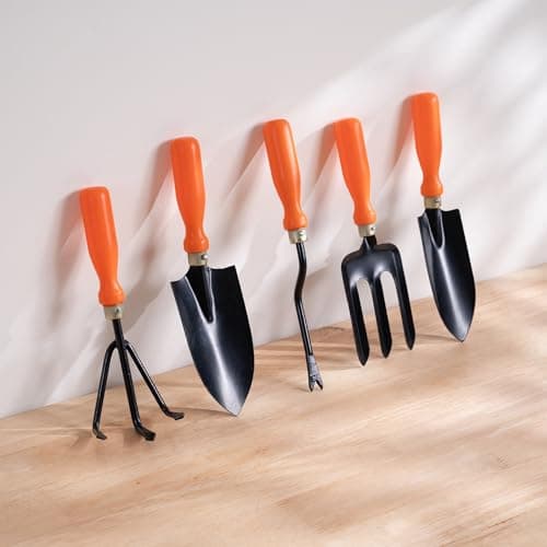 UGAOO Gardening Tools Kit for Home Garden – 5 Pcs Garden Tools Set with Cultivator, Fork, Narrow Trowel, Wide Trowel & Weeder | Heavy Duty Planting Tools for Home Gardening