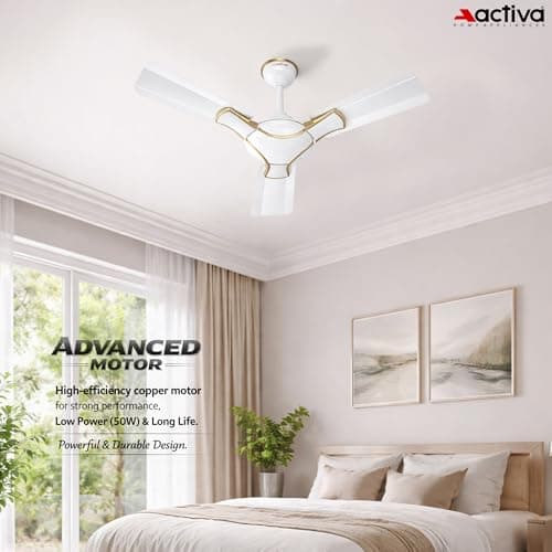 ACTIVA Corolla Pearl Ivory 900mm Ceiling Fan | 650 RPM High Speed | 36 Inch Sweep | Anti-Dust Coating | BEE & BIS Approved | 2-Year Warranty 4