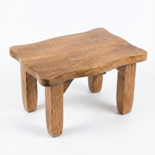 CARTADEN Multipurpose Mango Wood Step Stool with Non-Slip Rubber Feet, 100 kg Load Capacity, and a Sturdy, Long-Lasting Wooden Kids' and Adults' Seating Stool Measuring 14 by 7.5 inches (Natural)