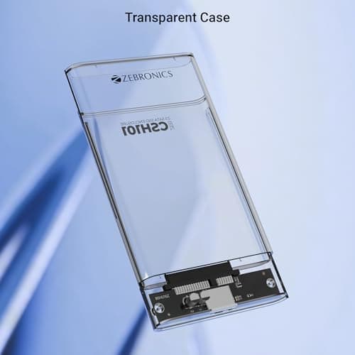 Zebronics 2.5" SSD/HDD Enclosure, Max. 4TB Storage, Upto 5Gbps Transfer Speed, Tool-Free Slide Design, USB to Micro B Connector, Windows, Mac, Linux Support, Transparent Case (CSH101) 3