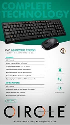 Circle C43 Slim Multimedia Wired Combo with 3 Years Warranty (USB Keyboard and Mouse) 2