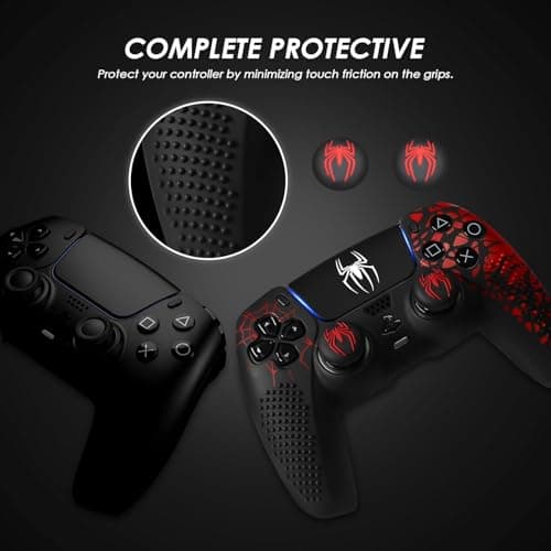 LATALI Silicone Cover Compatible PS5 Controller, Anti-Slip Silicone Skin & Grip Cover with Thumb Grips, Touchpad Sticker - Protective Case/ Non-Slip PS 5 Controller Accessories Kit (Spider-Man Edition 3
