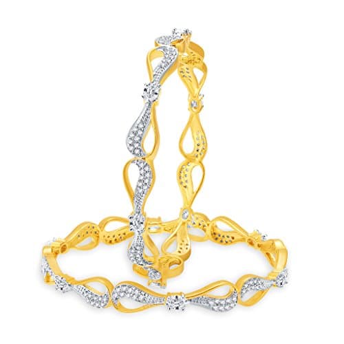 Sukkhi Glittering Gold And Rhodium Plated CZ Bangles For Women