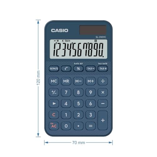 Casio SL-310YC Stylish and Colourful 10-Digit Portable Tax Calculator, Navy 3