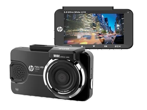 HP Dash Cam f450x (Full HD- 1080P Recording with GPS & WI-FI Includes Front & Rear Camera