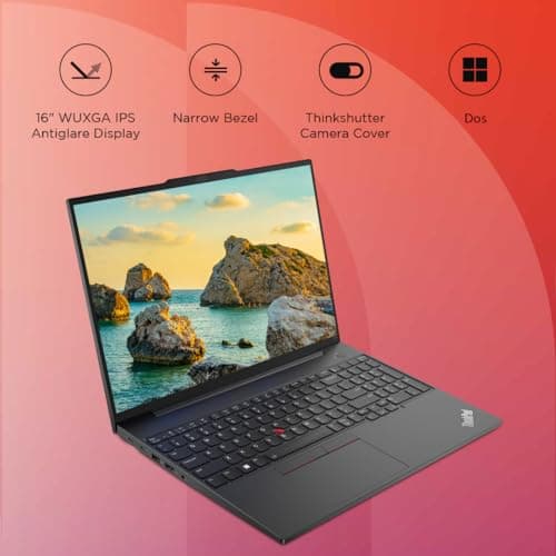 Lenovo ThinkPad E16 Intel Core i5 13th Gen 16" WUXGA IPS 300 Nits Thin and Light Laptop (8GB RAM/512GB SSD/DOS/FPR/Graphite Black/1Y Premier Support/1.77 kg), 21JN004GIG 2
