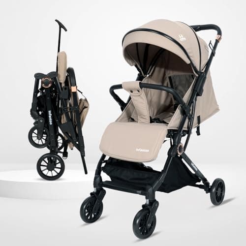 Infantso RIDE-X Baby Stroller / Pram for Baby with 5 Point Safety Harness, Multi Level seat Recline & Spacious Cushioned seat, One-Hand Fold and 360° Rotating Wheels, Travel Friendly, Extendable Canop