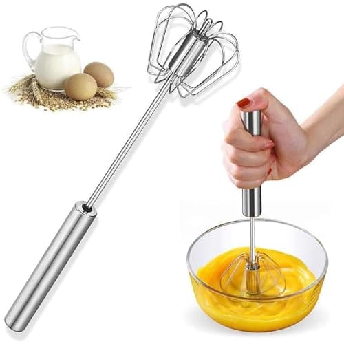 ugorka Big Stainless Steel Egg Whisk, Hand Push Rotary Whisk Blender (1 Pc / 35 Cm) 4