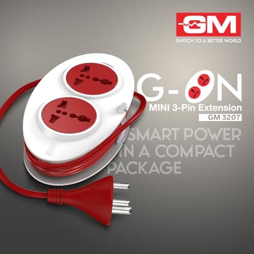 GM 3207 G-On Extension Board with 3 International Sockets | 1.5M Extension Cord | Dual-Tone Design | Child Safety Shutters | Compact & Travel-Friendly | 240V Power for Laptops, Phones & More 3