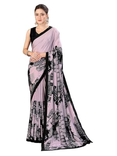 SIRIL Women's Crepe Silk Printed Saree with Unstitched Blouse Piece (5190S413_Mauve)