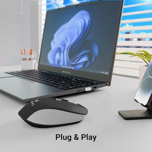 ZEBRONICS Zeb-Jaguar Wireless Mouse, 2.4GHz with USB Nano Receiver, High Precision Optical Tracking, 4 Buttons, Plug & Play, Ambidextrous, for PC/Mac/Laptop (Black+Grey) 3